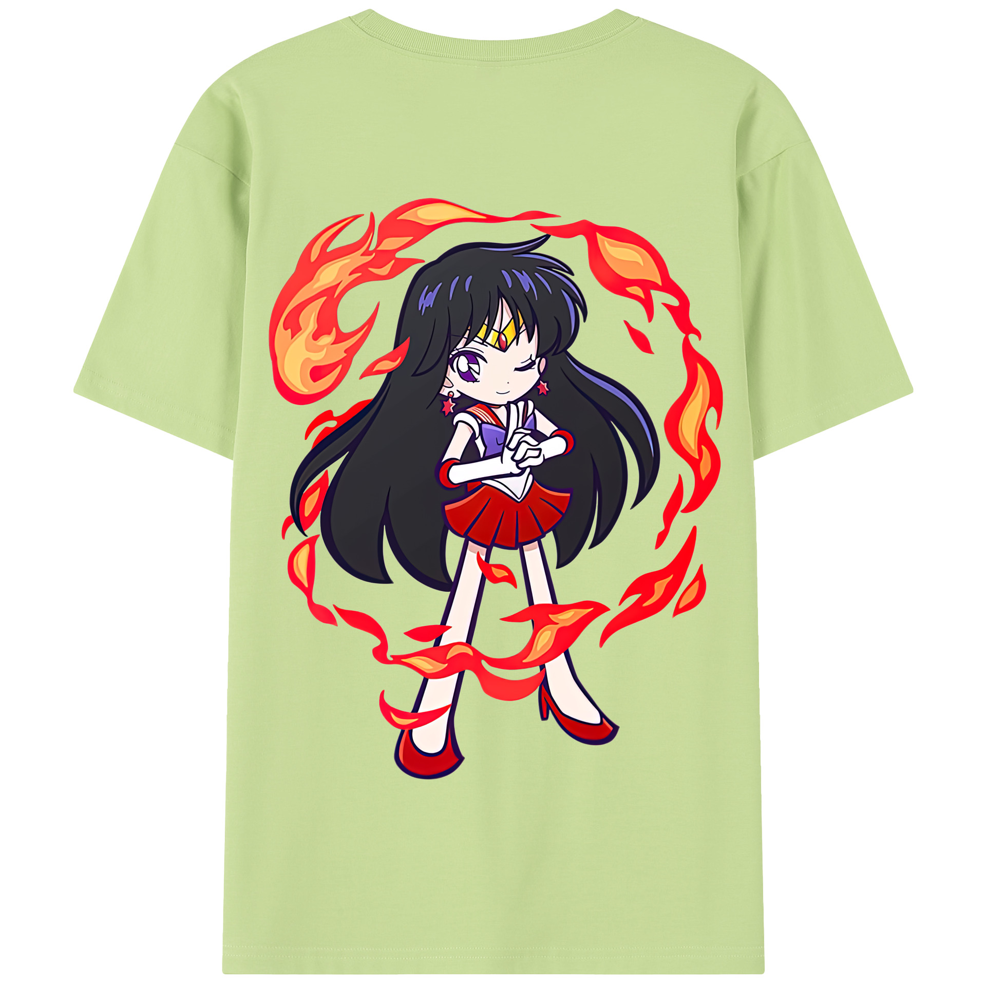 （画像用） 美少女戦士セーラームーン 火野レイ ひの レイ Sailor Moon Hino Rei （セーラーマーズ,Sailor Mars） 綿100％半袖Tシャツ（背面プリント）